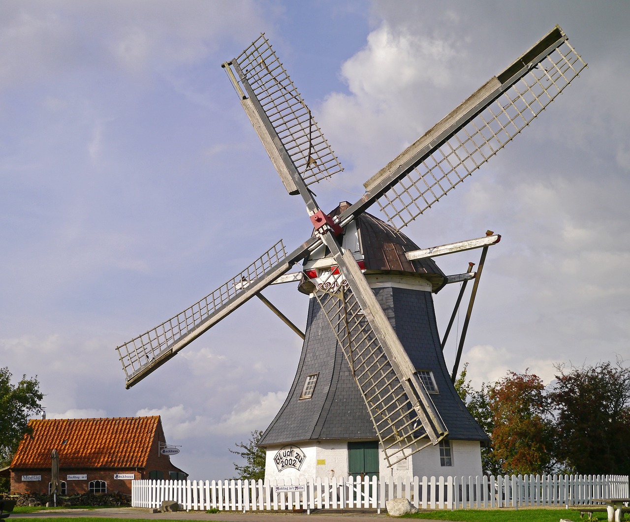 windmill east frisia restored free photo