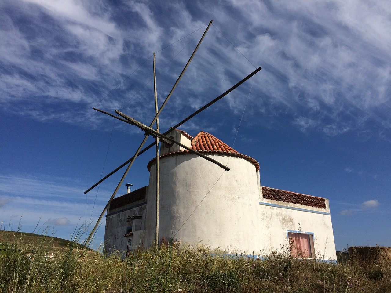 windmill sky abandoned free photo