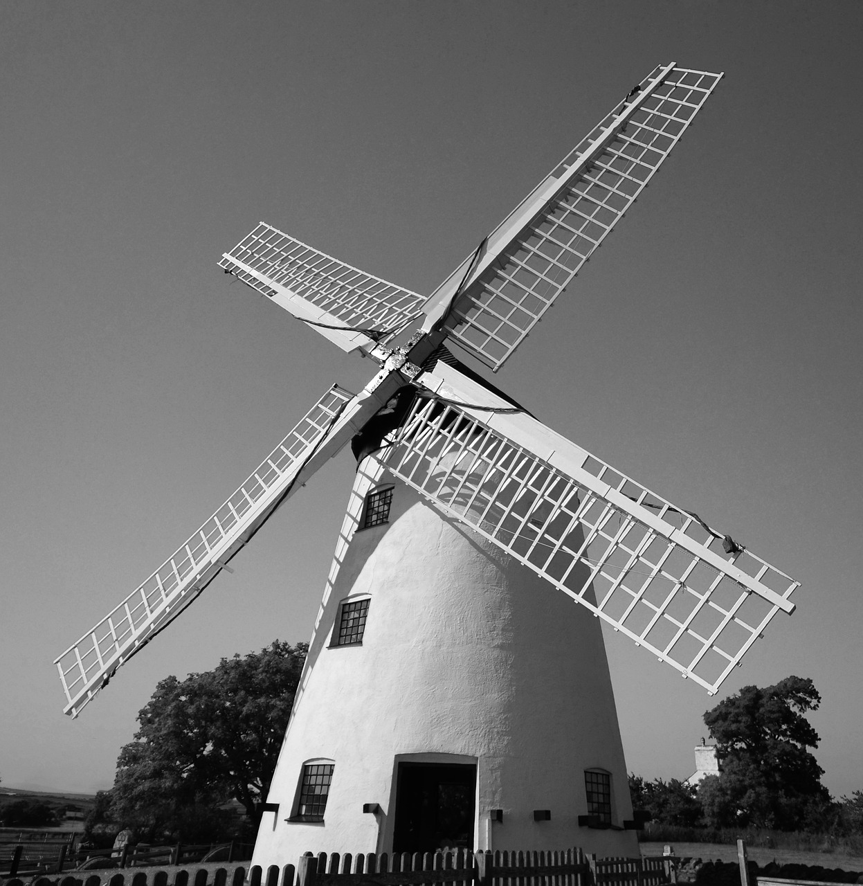 windmill black and white white free photo