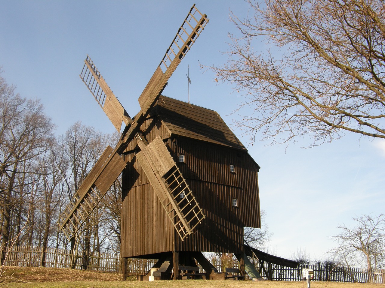 windmill post mill wind free photo