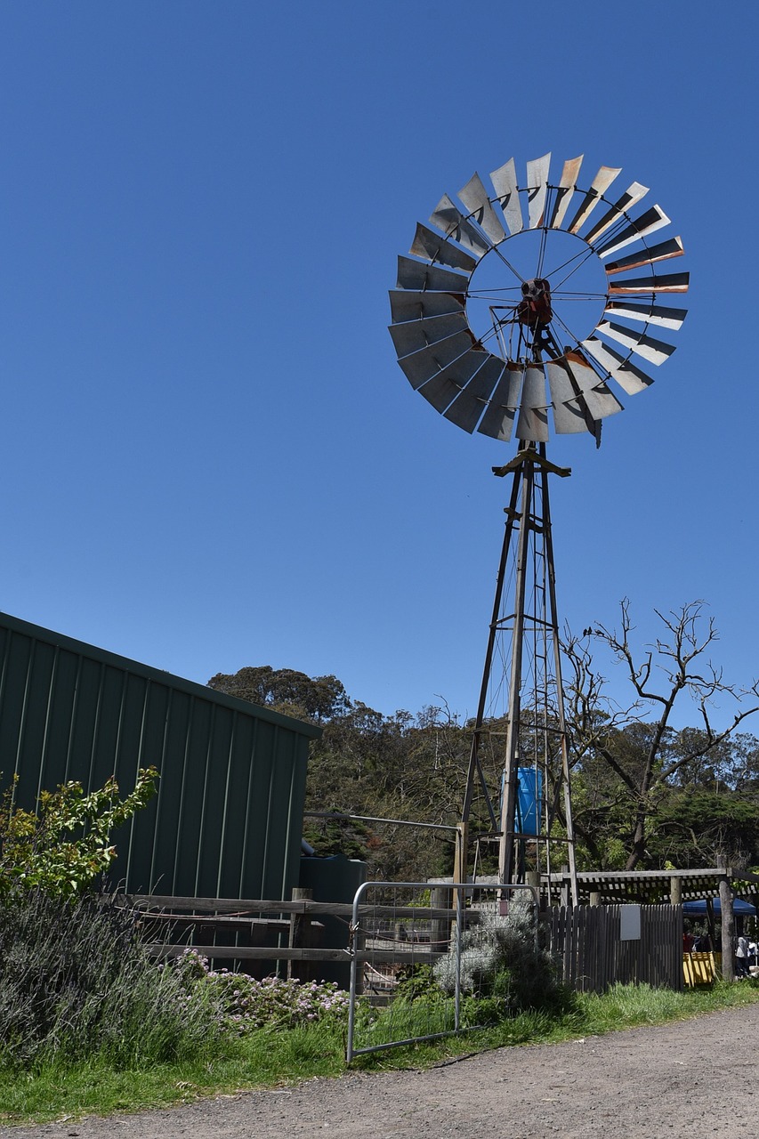 windmill farm rural free photo