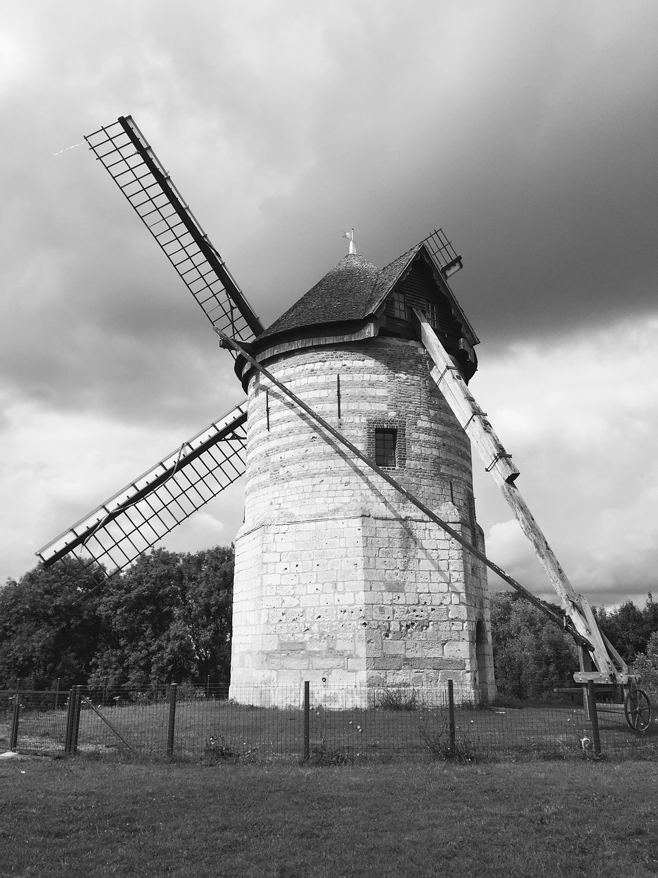 windmill black and white outdoor free photo