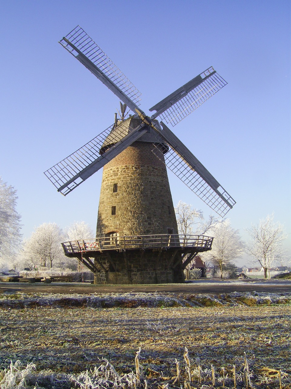 windmill winter iced free photo