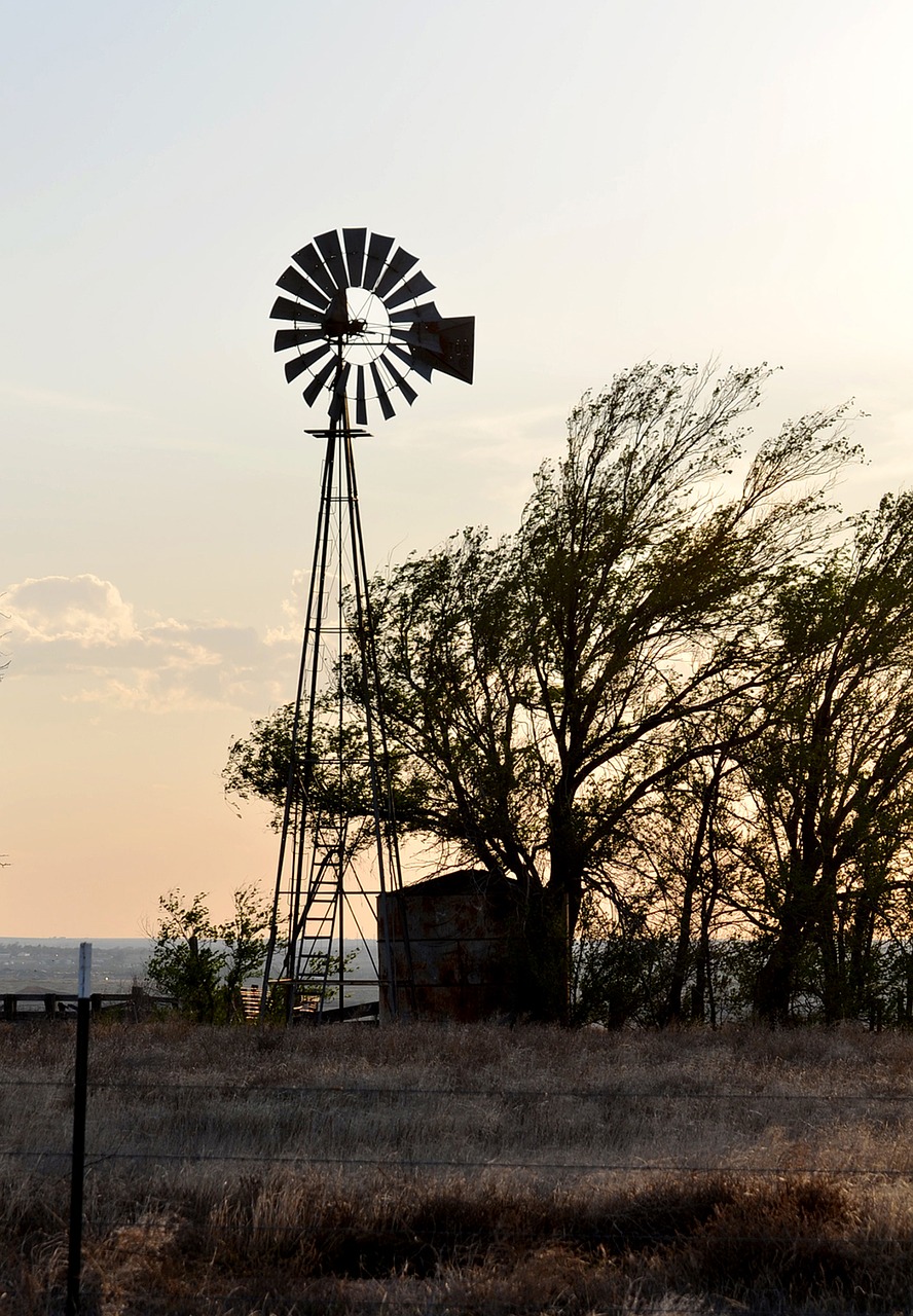 windmill texas sunset free photo