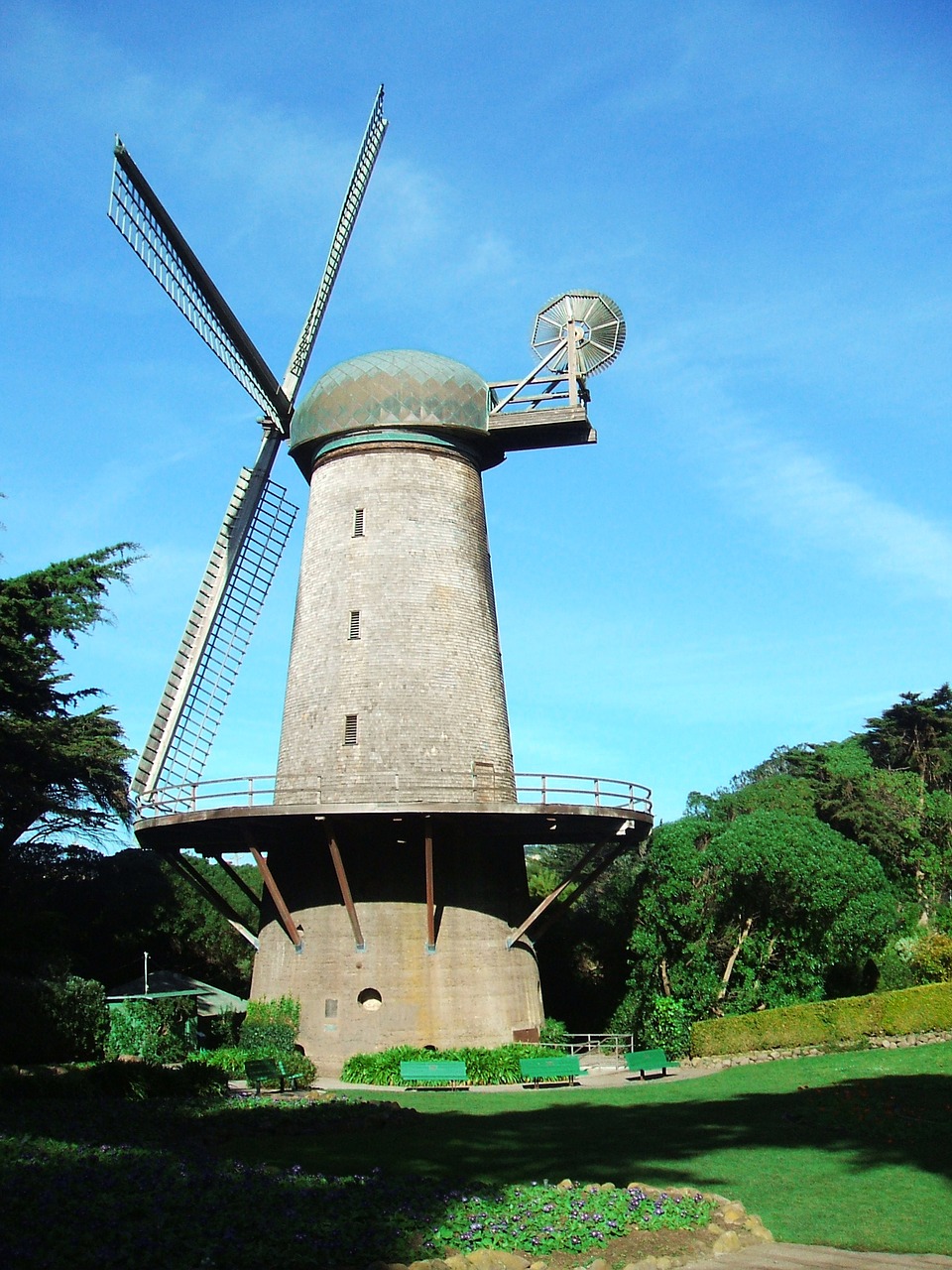 windmill park field free photo