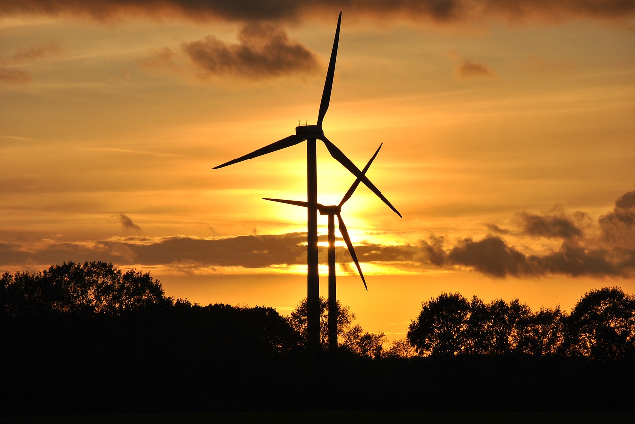 windmill sunset energy free photo