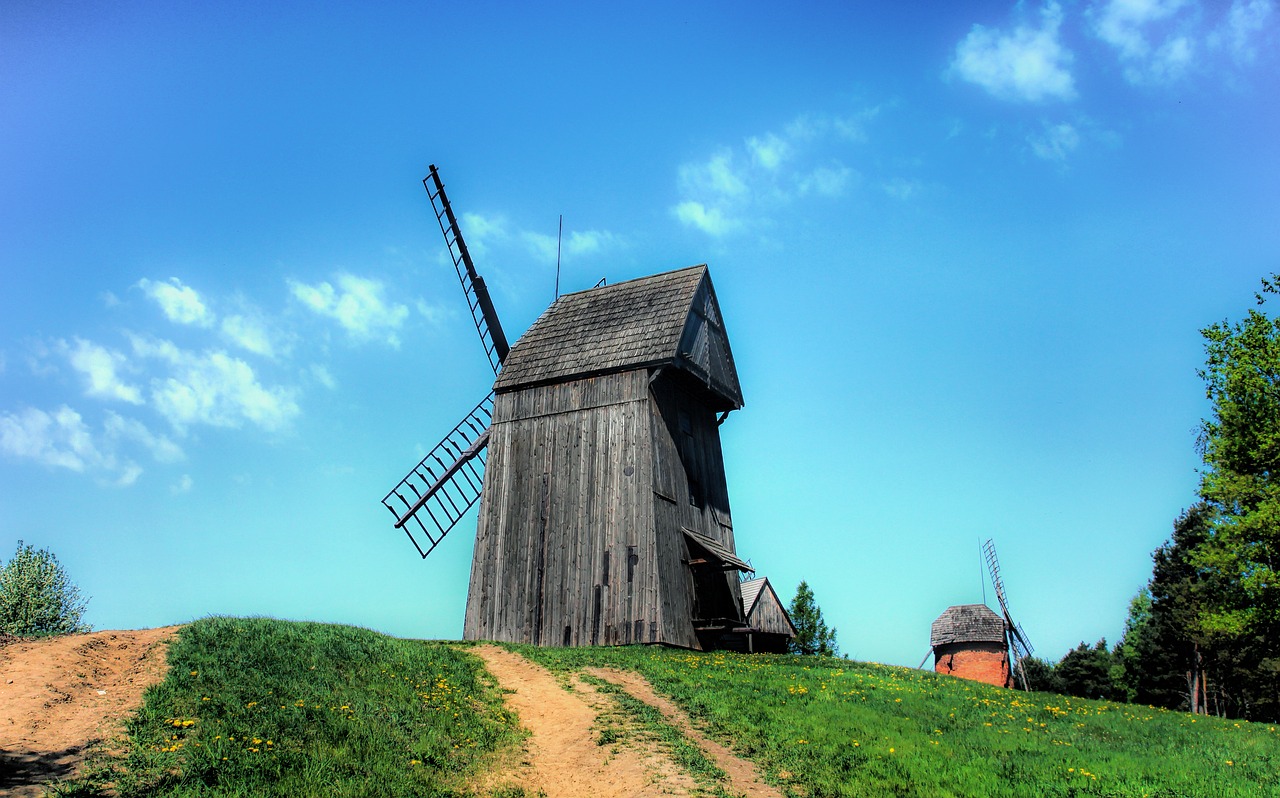 windmill  farm  sky free photo