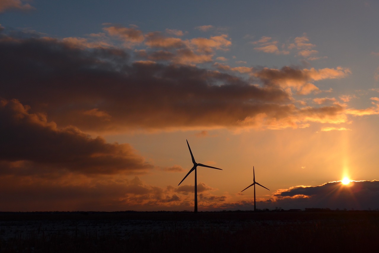 windmill  sunset  clouds free photo