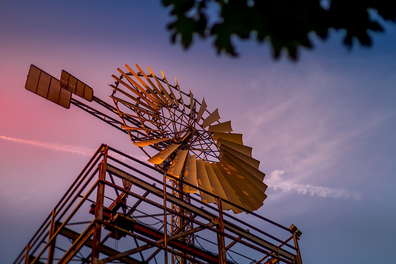 windmill  red  sun free photo