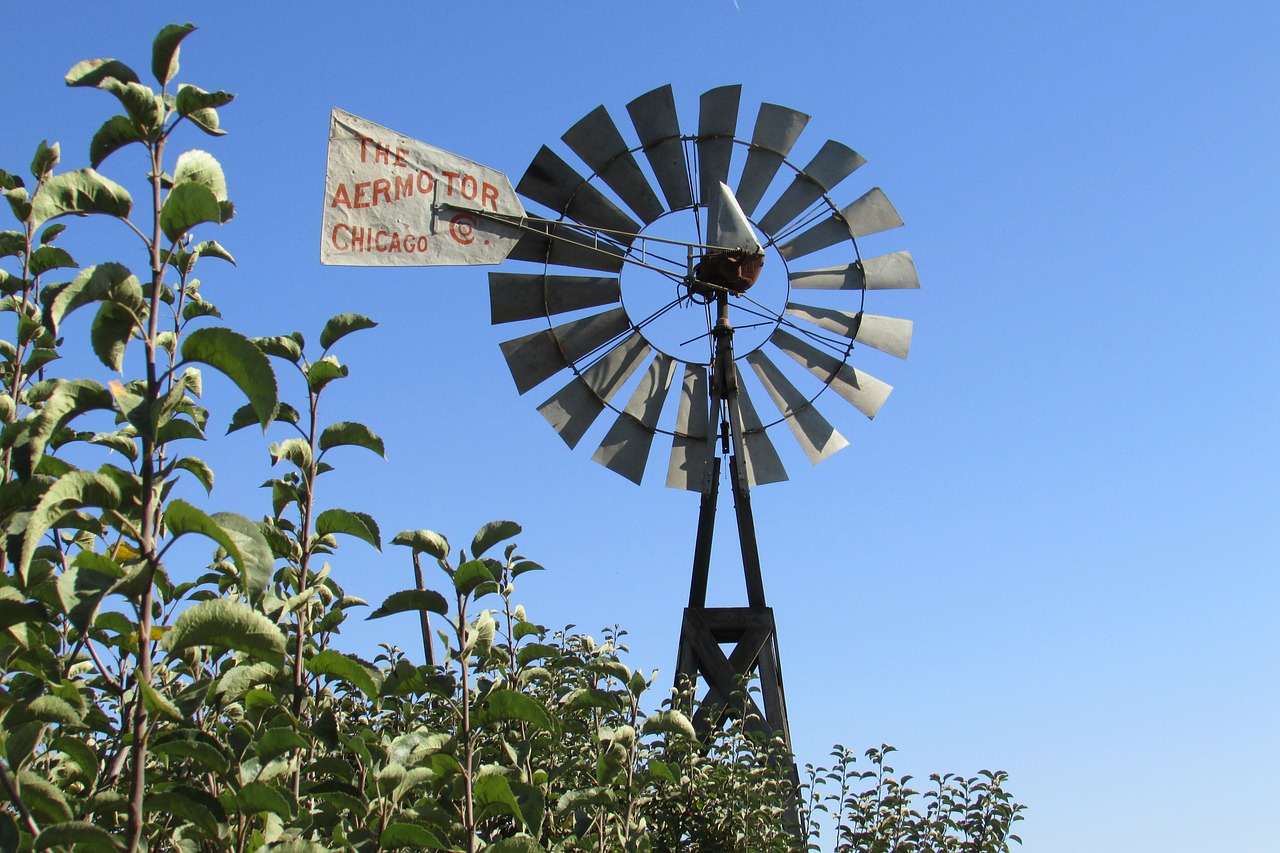 windmill farm rural free photo