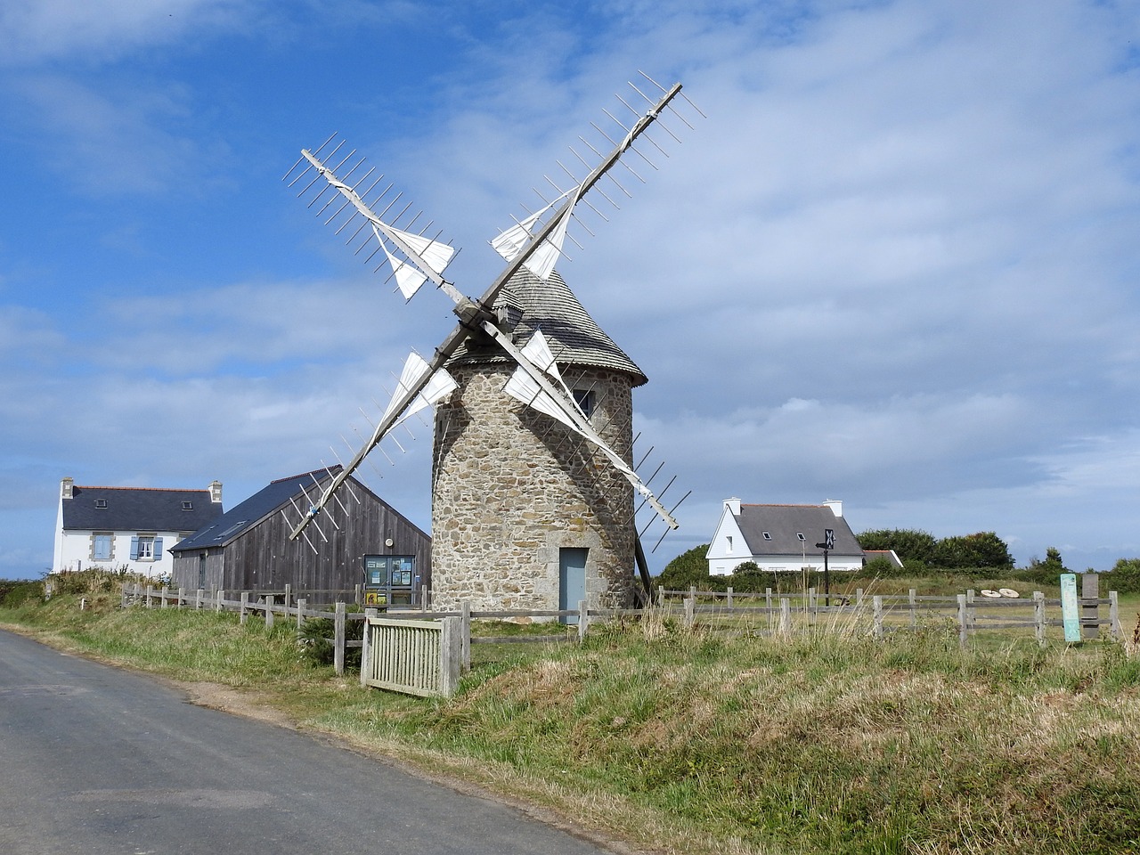 windmill  landscape  rural free photo