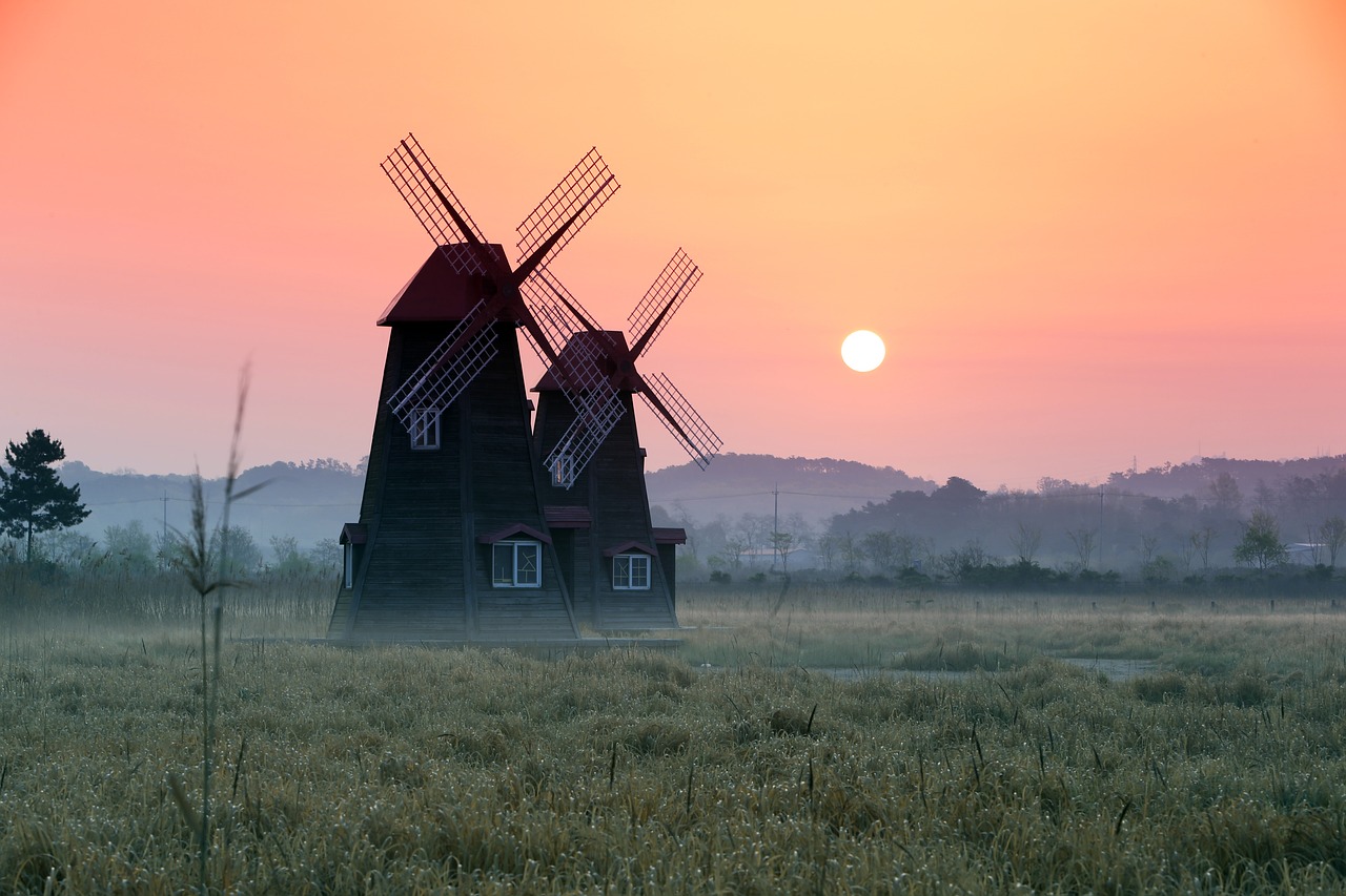 windmill  the future  sunrise free photo