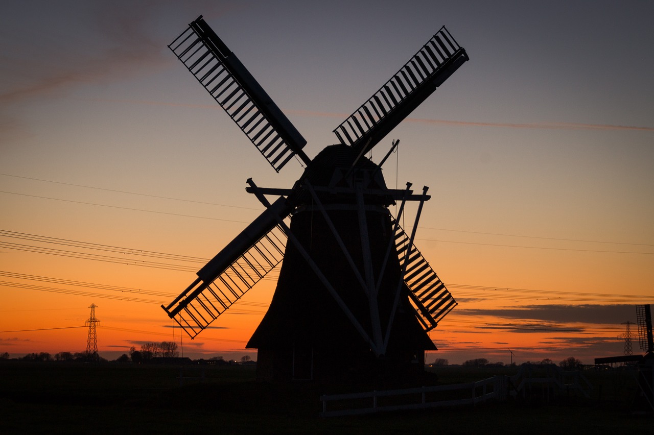 windmill rural twilight free photo