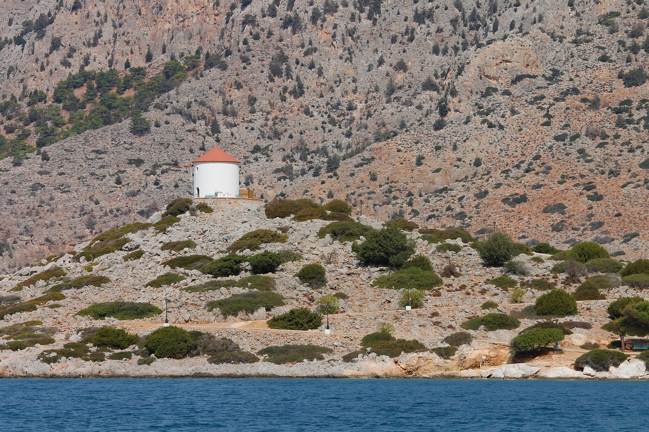 windmill  greece  symi free photo