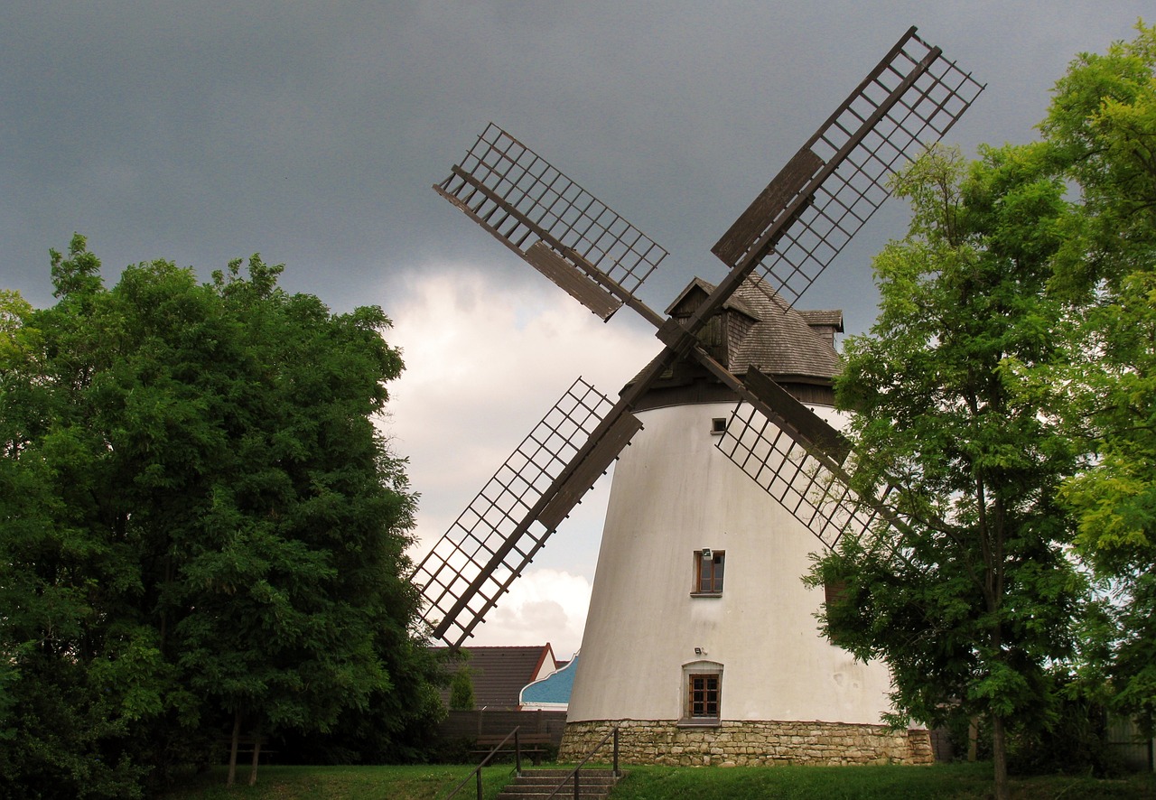 windmill  landscape  rural free photo