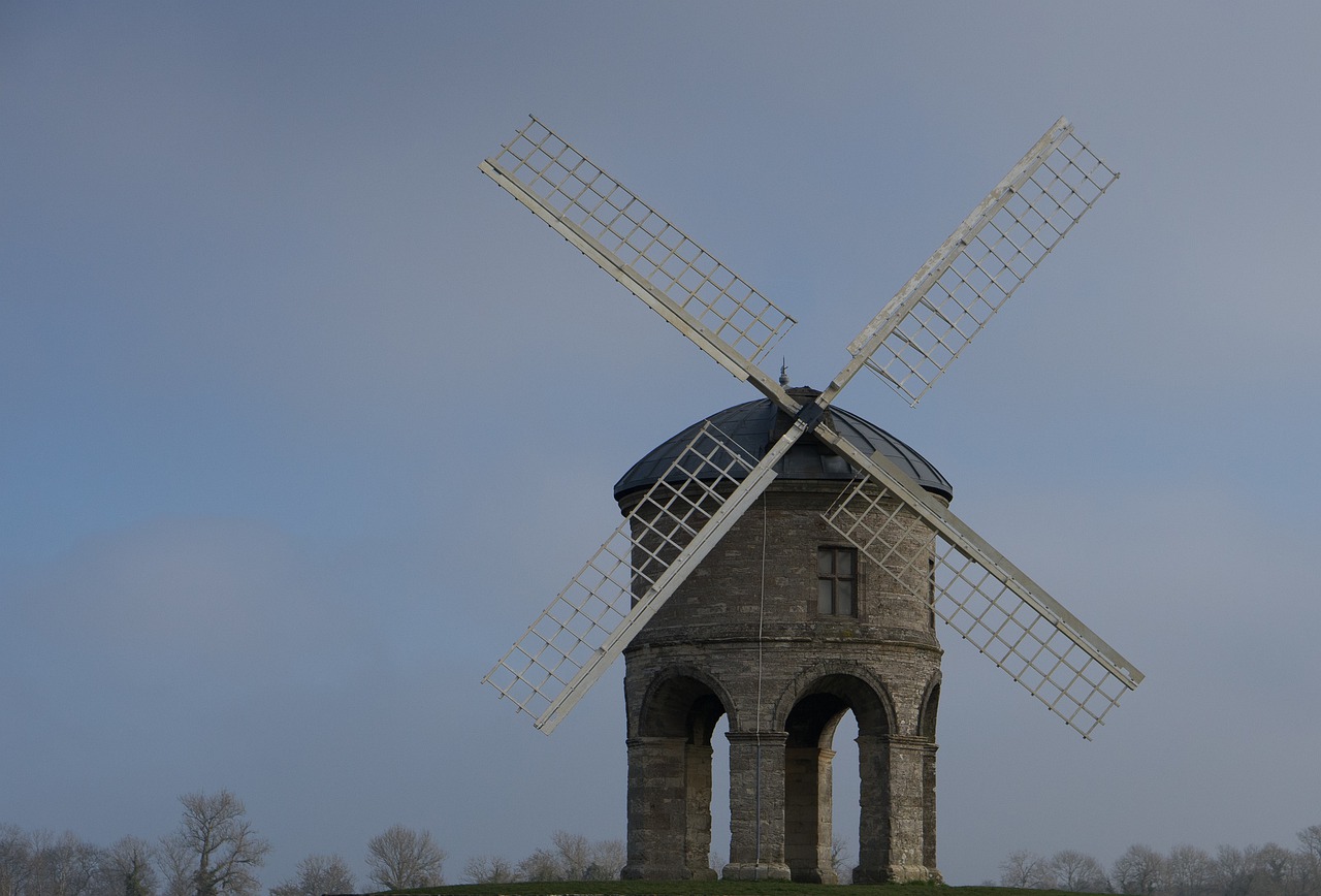 windmill  windmill on a hill  blue sky free photo