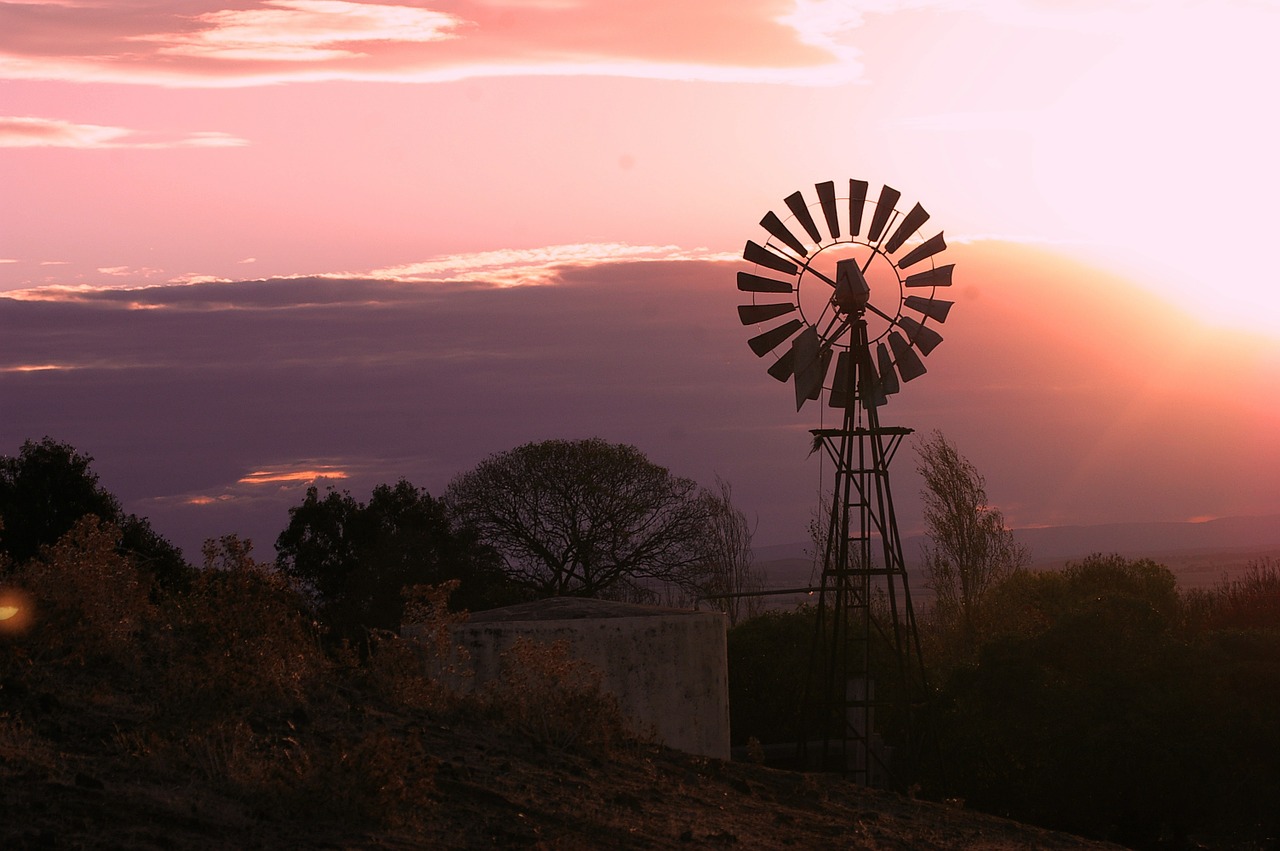 windmill sunset hues free photo