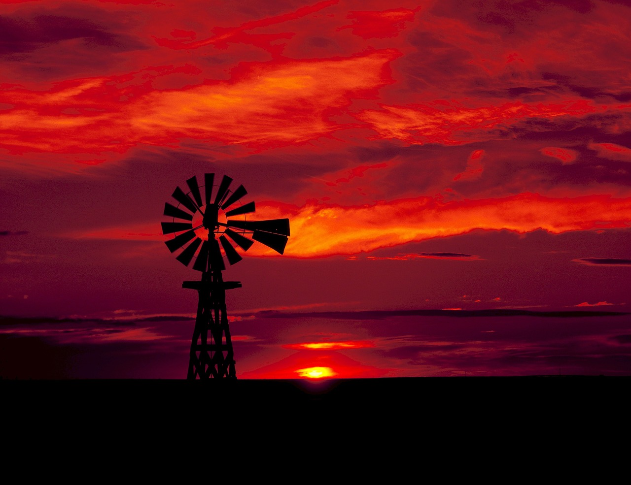 windmill western silhouette free photo