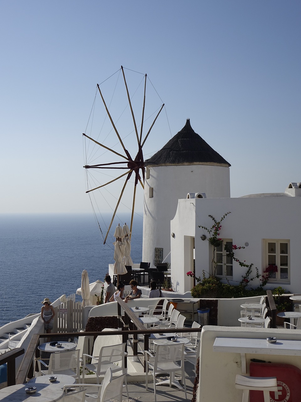 windmill santorini cyclades free photo