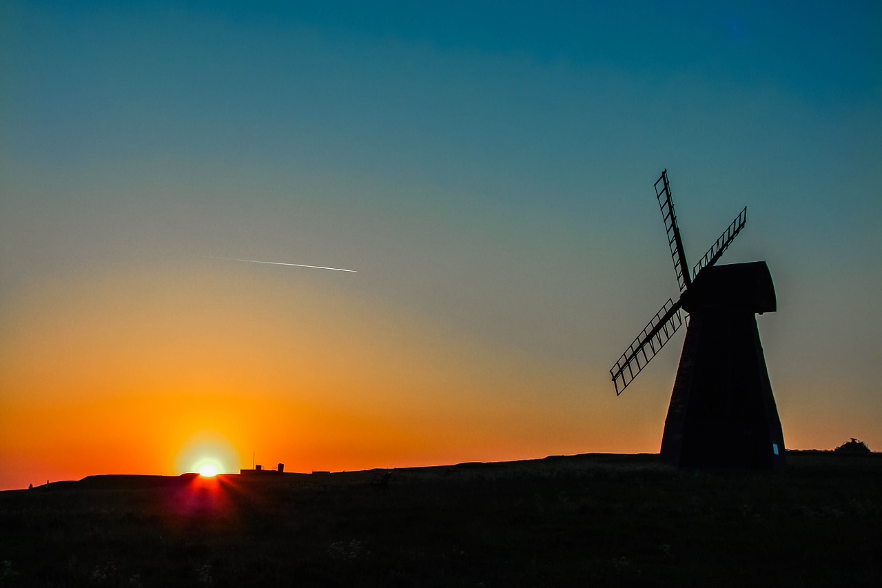 windmill sunset england free photo