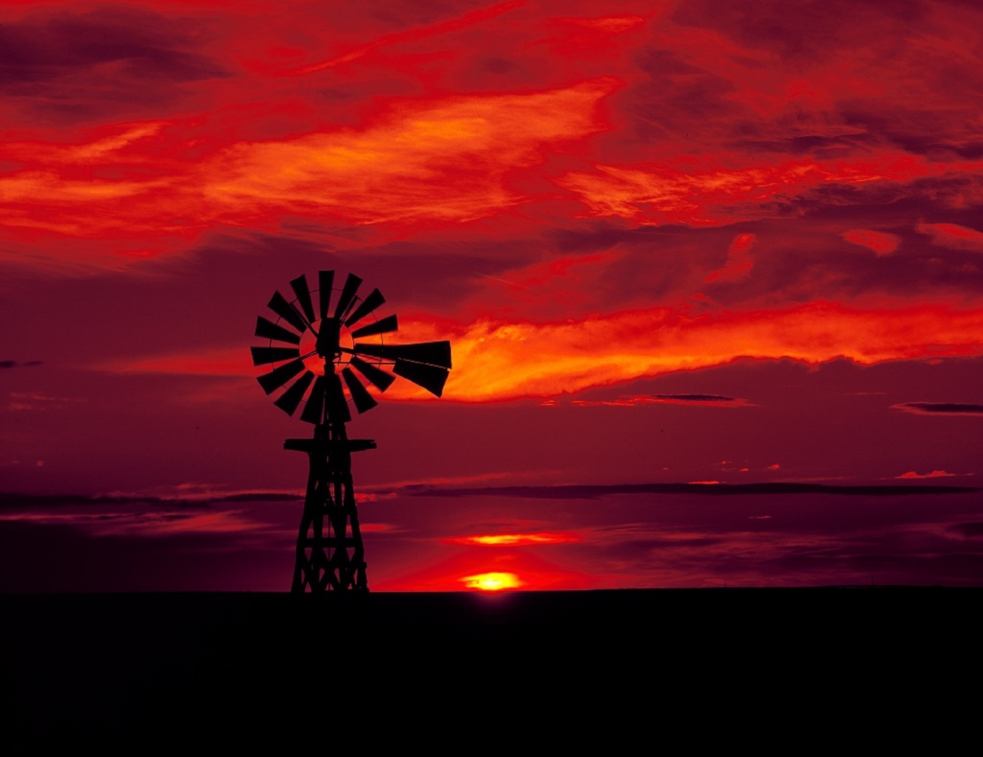 windmill sunset silhouette free photo