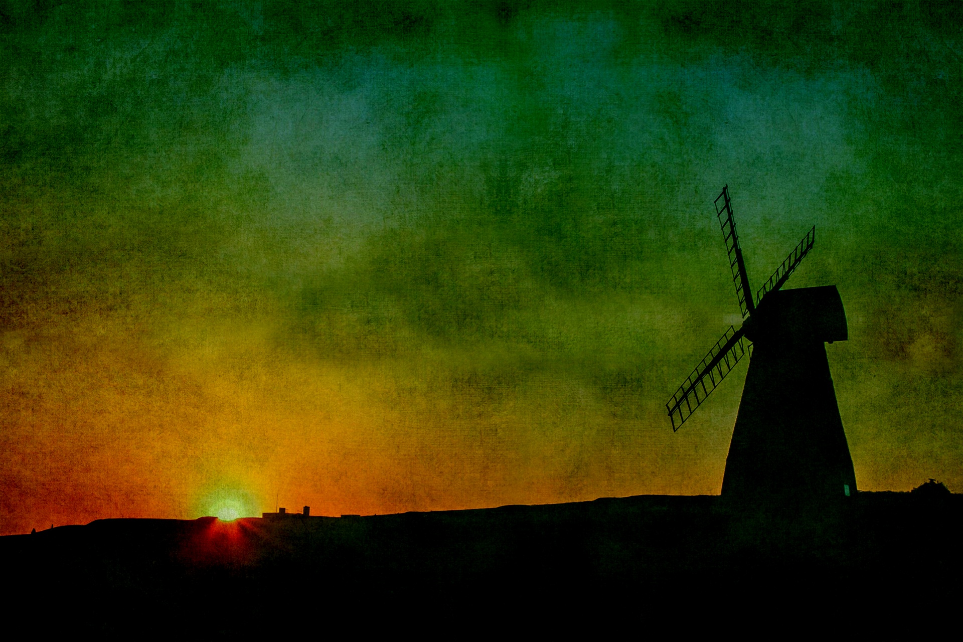 windmill sunset silhouette free photo