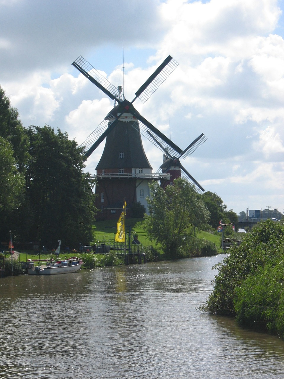 windmills northern germany river free photo