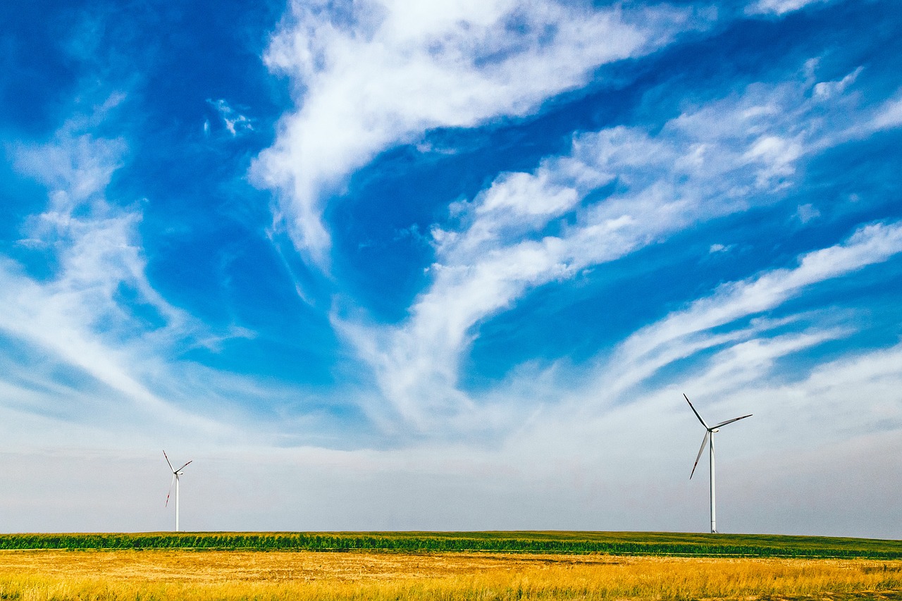 windmills field rural free photo