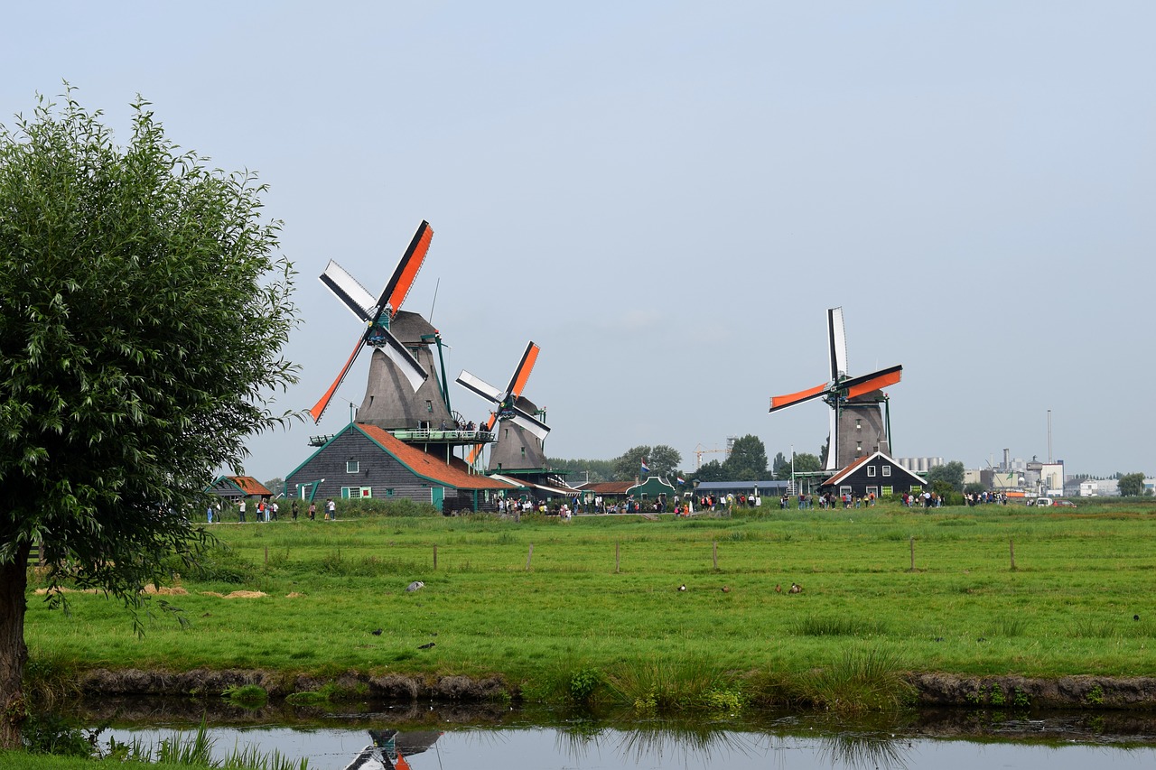 windmills dutch landscape landscape free photo