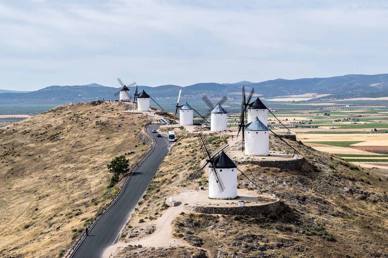 windmills  consuegra  don quixote free photo