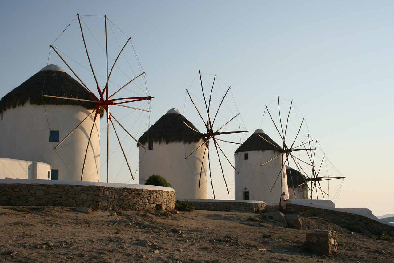 windmills mykonos greece free photo
