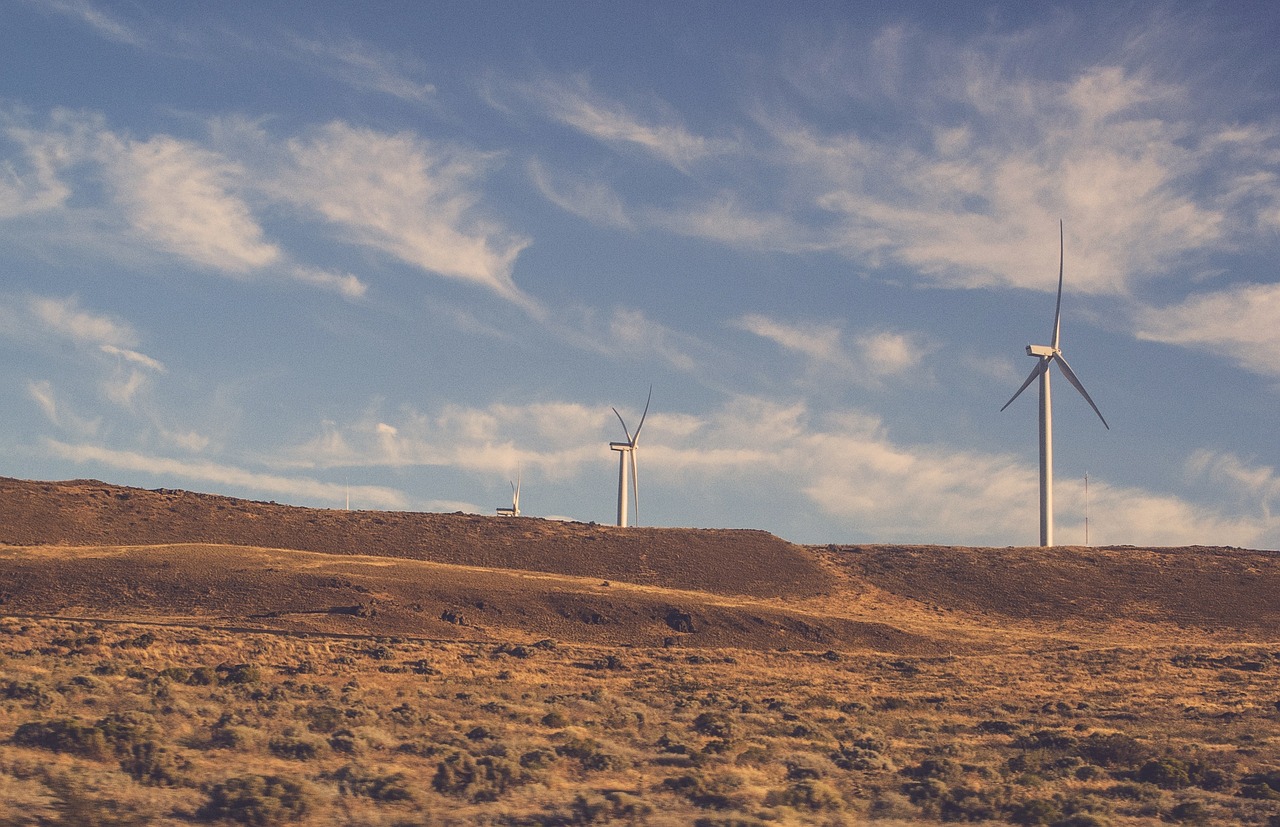 windmills fields rural free photo