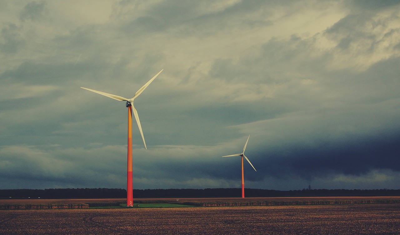 windmills fields rural free photo