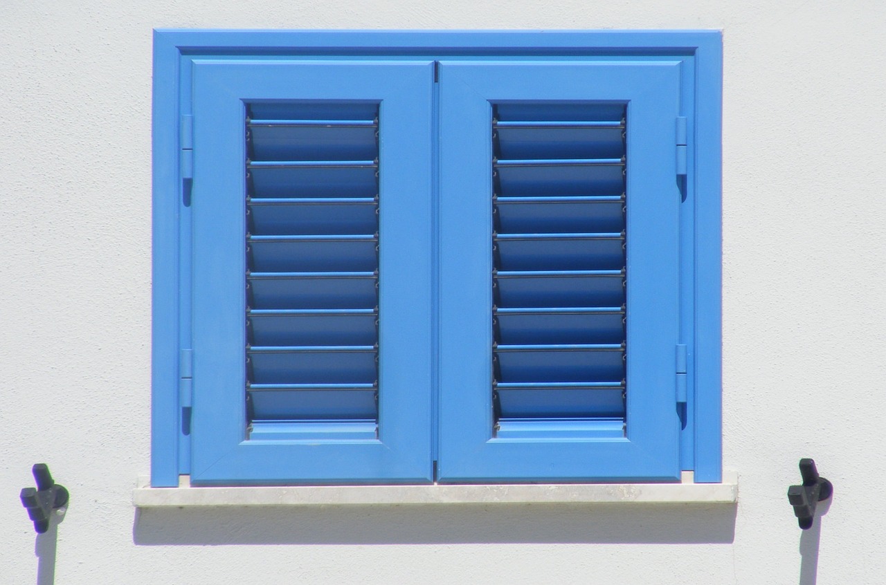 window blue roll up door free photo