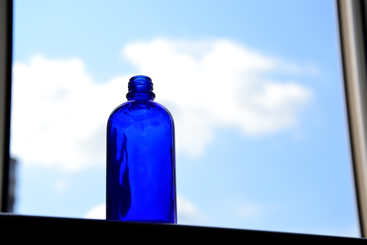 window blue bottle blue free photo