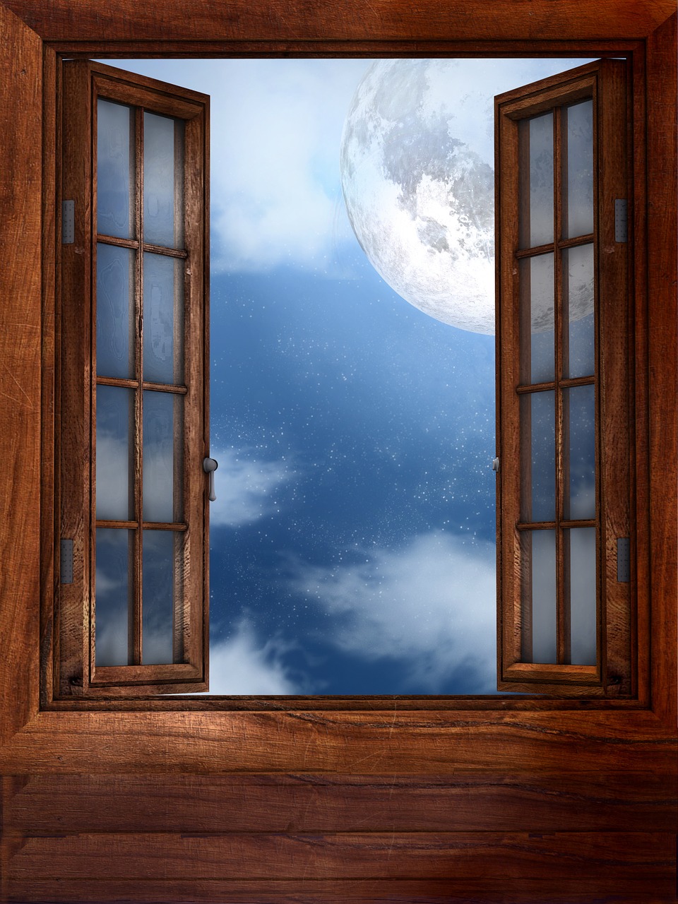 window moon open window free photo