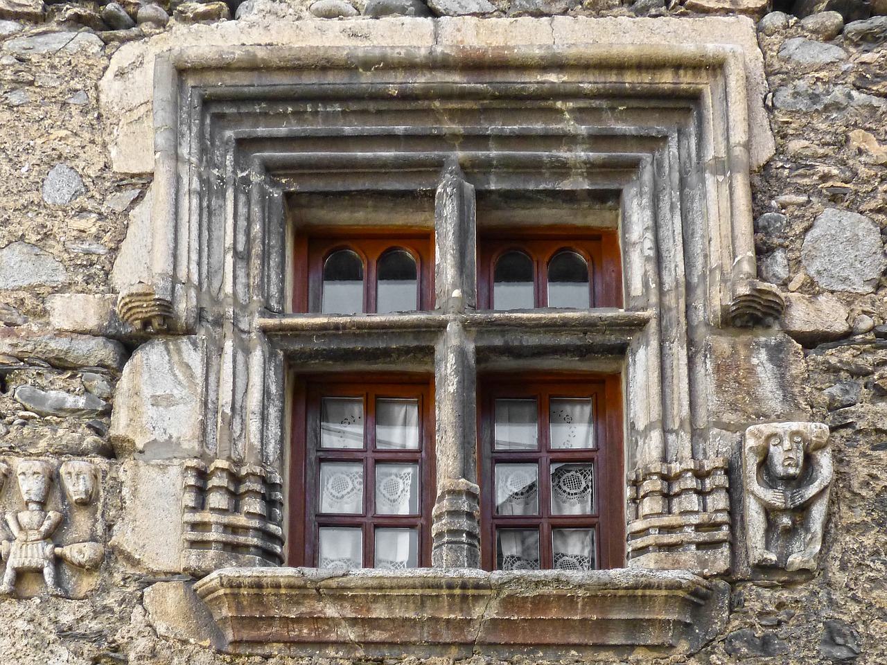 window sculpted stone medieval free photo
