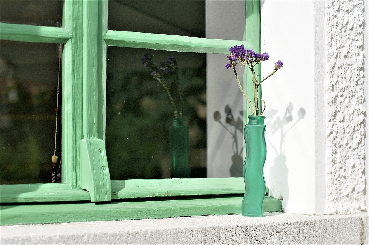 window flower vase free photo
