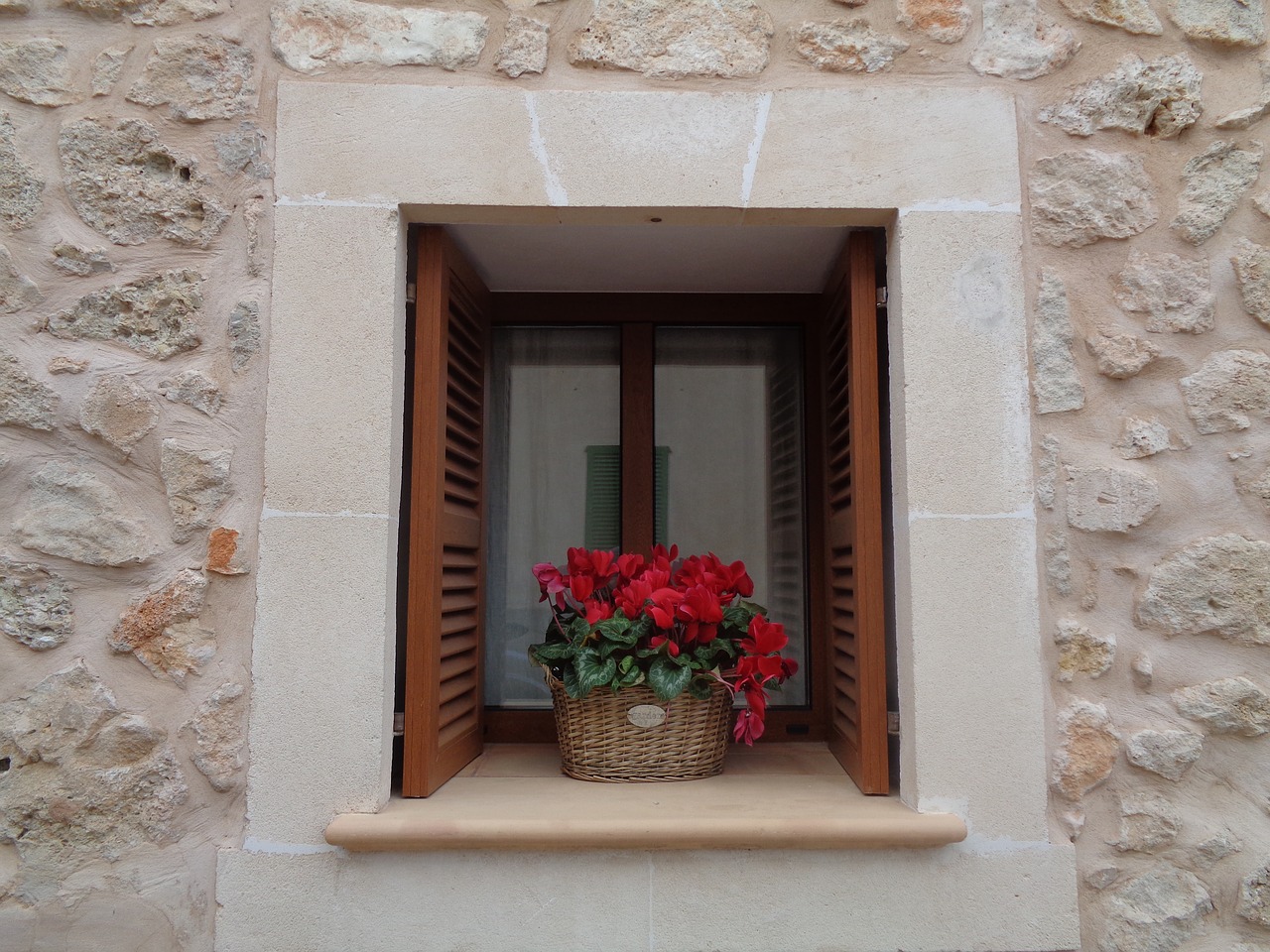 window flowers basket free photo