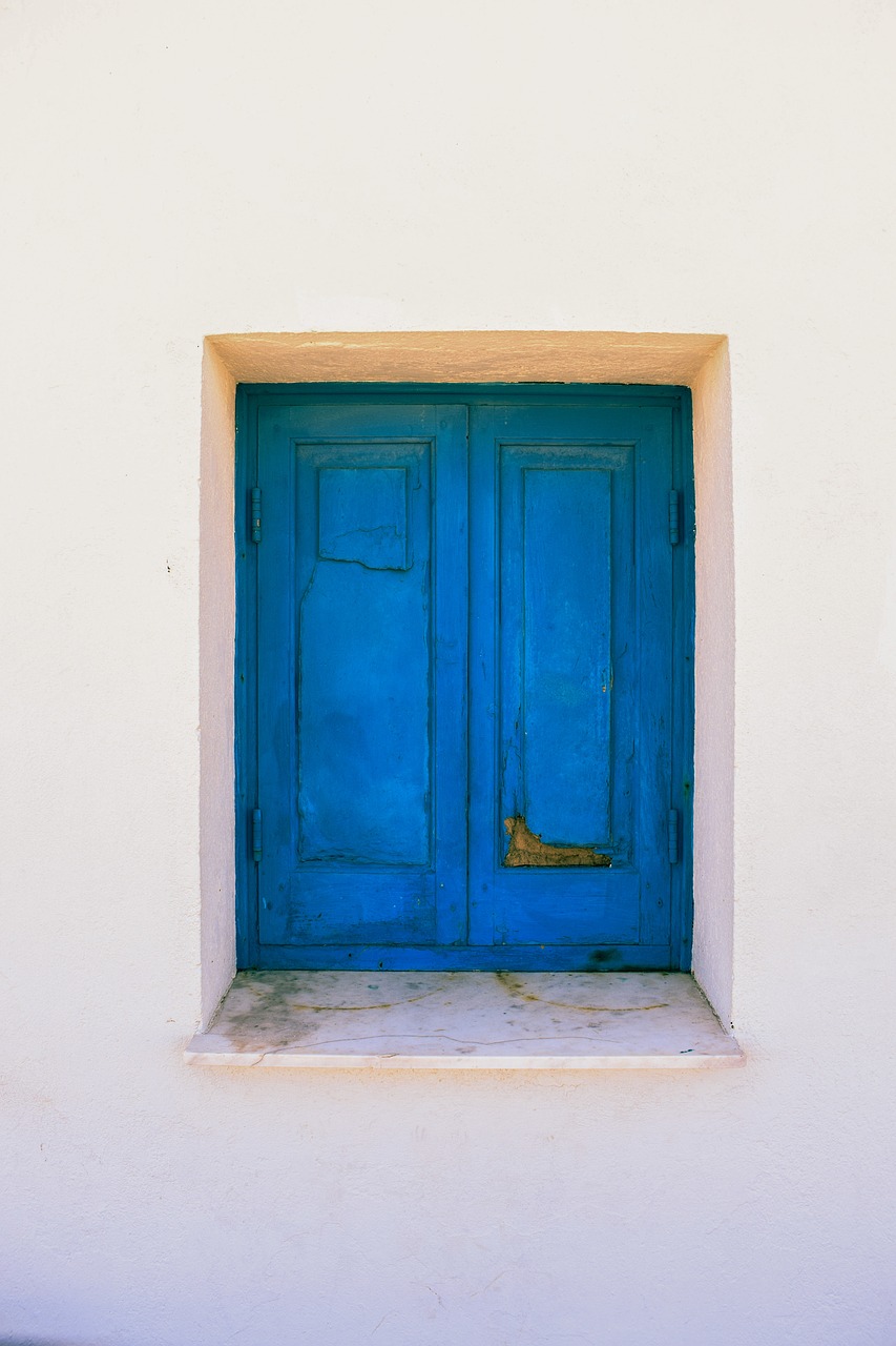 window blue wooden free photo