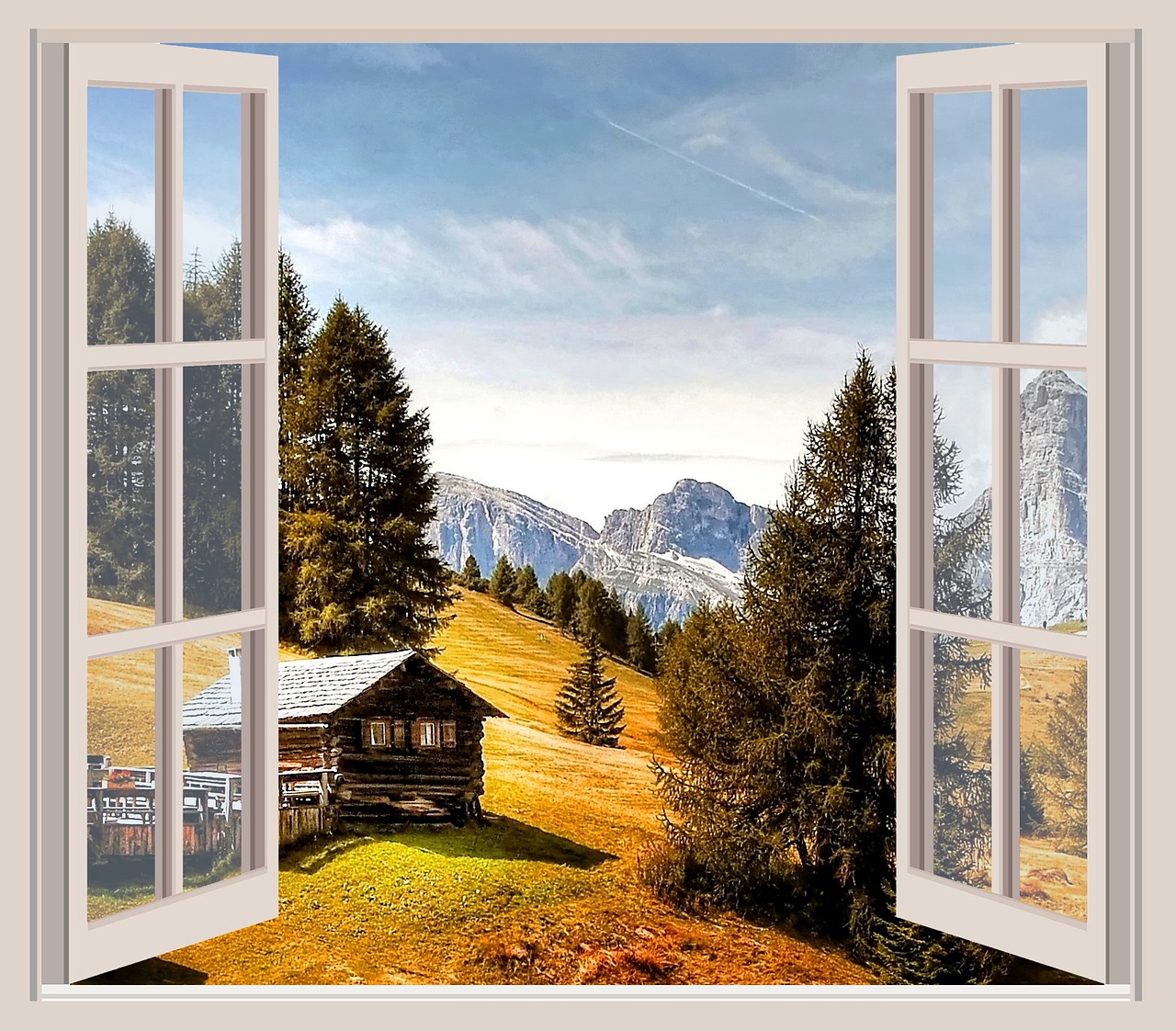 window outlook mountains free photo