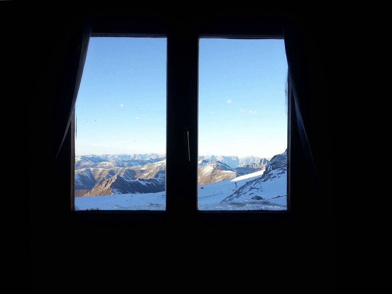 window mountains glacier free photo