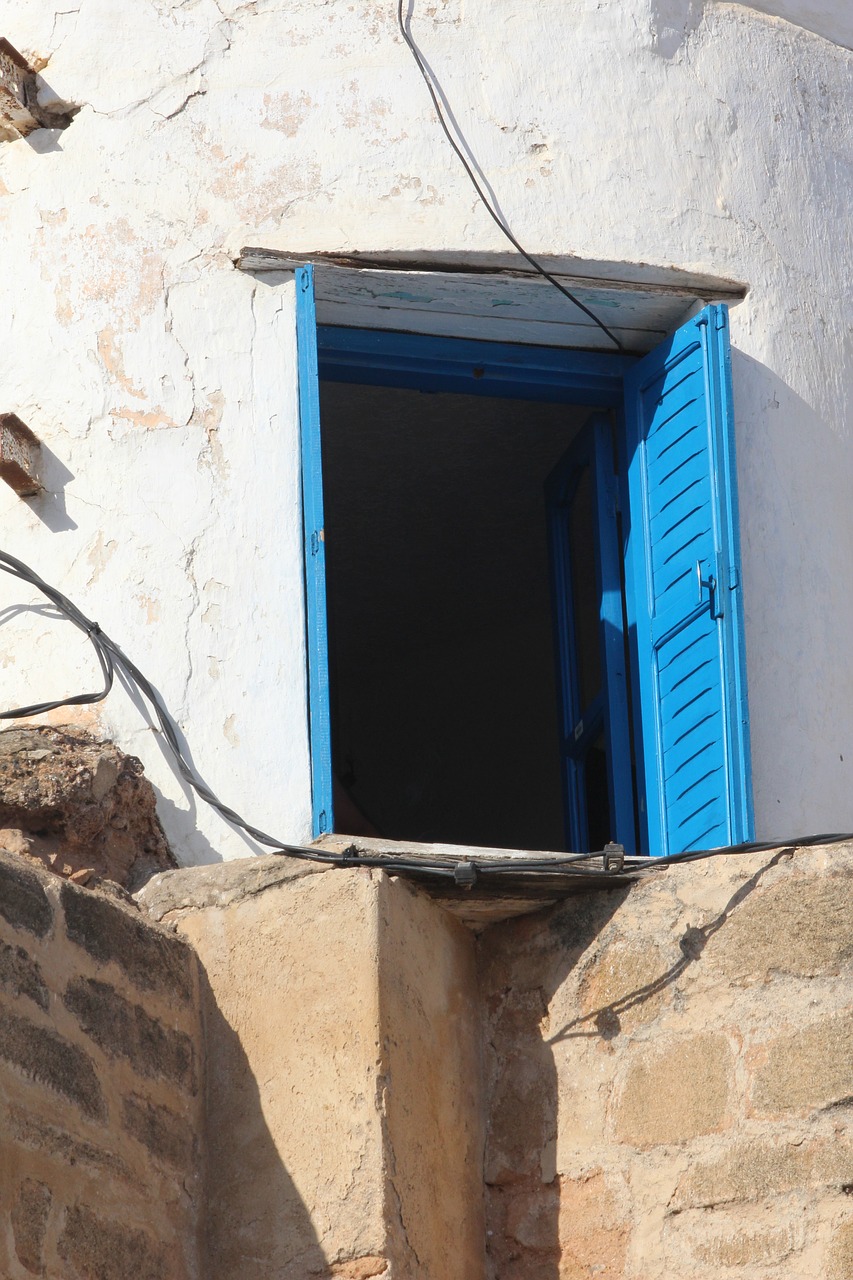 window blue greece free photo