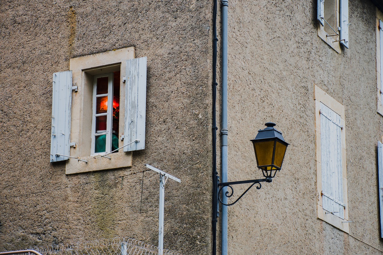 window  shutter  street lamp free photo