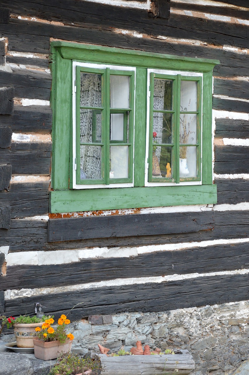 window  old  green free photo