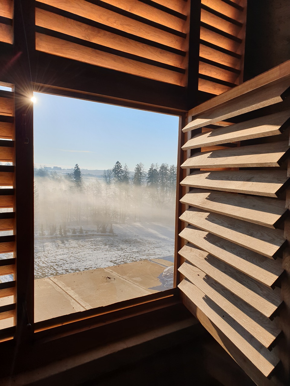 window  opening  fog free photo