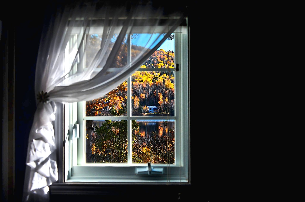 window autumn landscape colors free photo