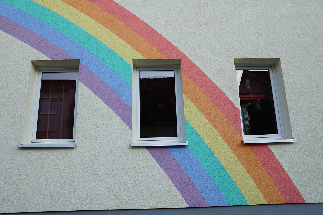 window rainbow colorful free photo