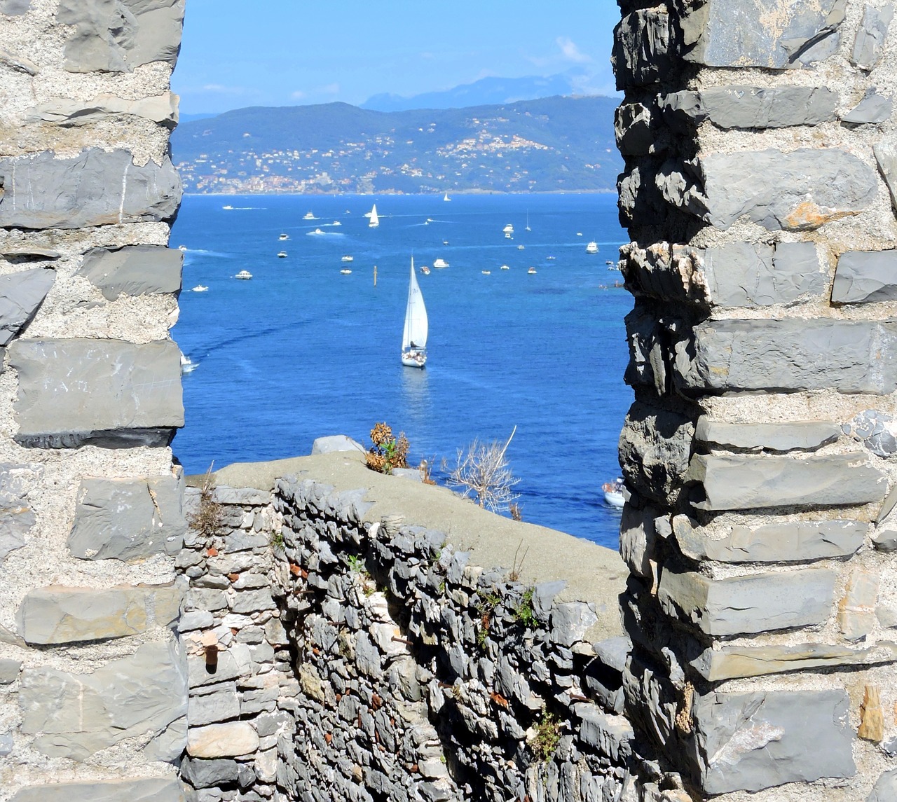 window sea stone free photo