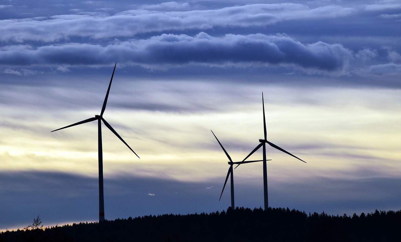 windräder clouds sky free photo